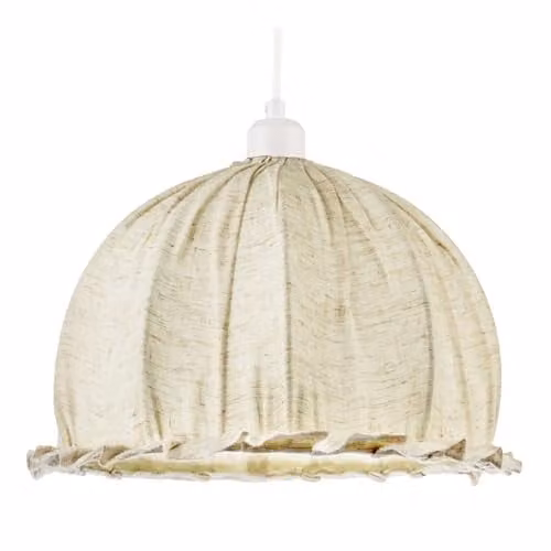 Happy Homewares Linen Fabric Ruffled Dome Ceiling Pendant Light Shade in Beige, W: 32 cm, H: 21 cm