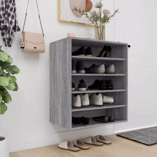Berkfield Home Modern Grey Shoe Cabinet with Internal Flat Shelves, W/D/H: 60 x 35 x 70 cm