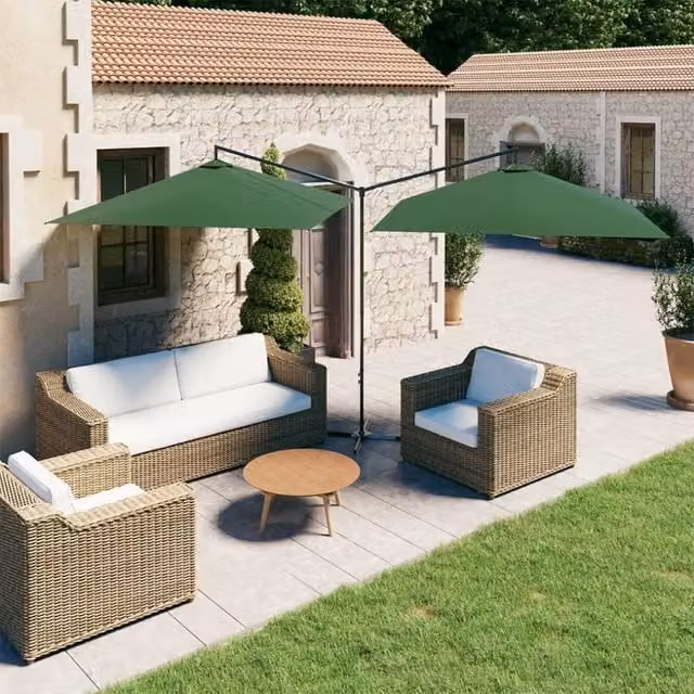Berkfield Home Double Cantilever Parasol with Steel Pole, Green, W: 600 cm, D: 300 cm – 1