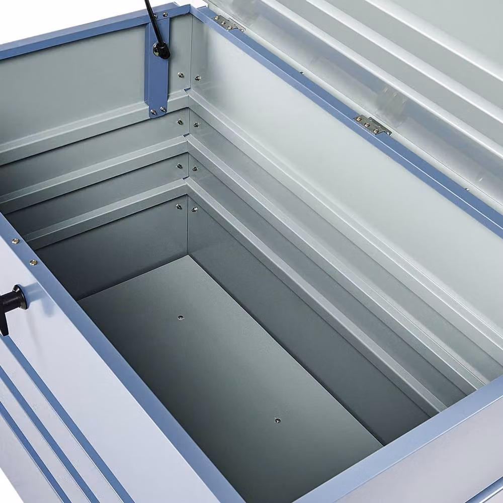 Wyld and Coco Lockable Outdoor Storage Box, Blue Galvanised Steel, 300L – 5