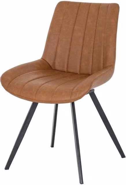 Lemon Pavilion Furniture and Decor Malmo Tan Swivel Dining Chair in Brown with Metal Base, W58 x D63 x H56 cm