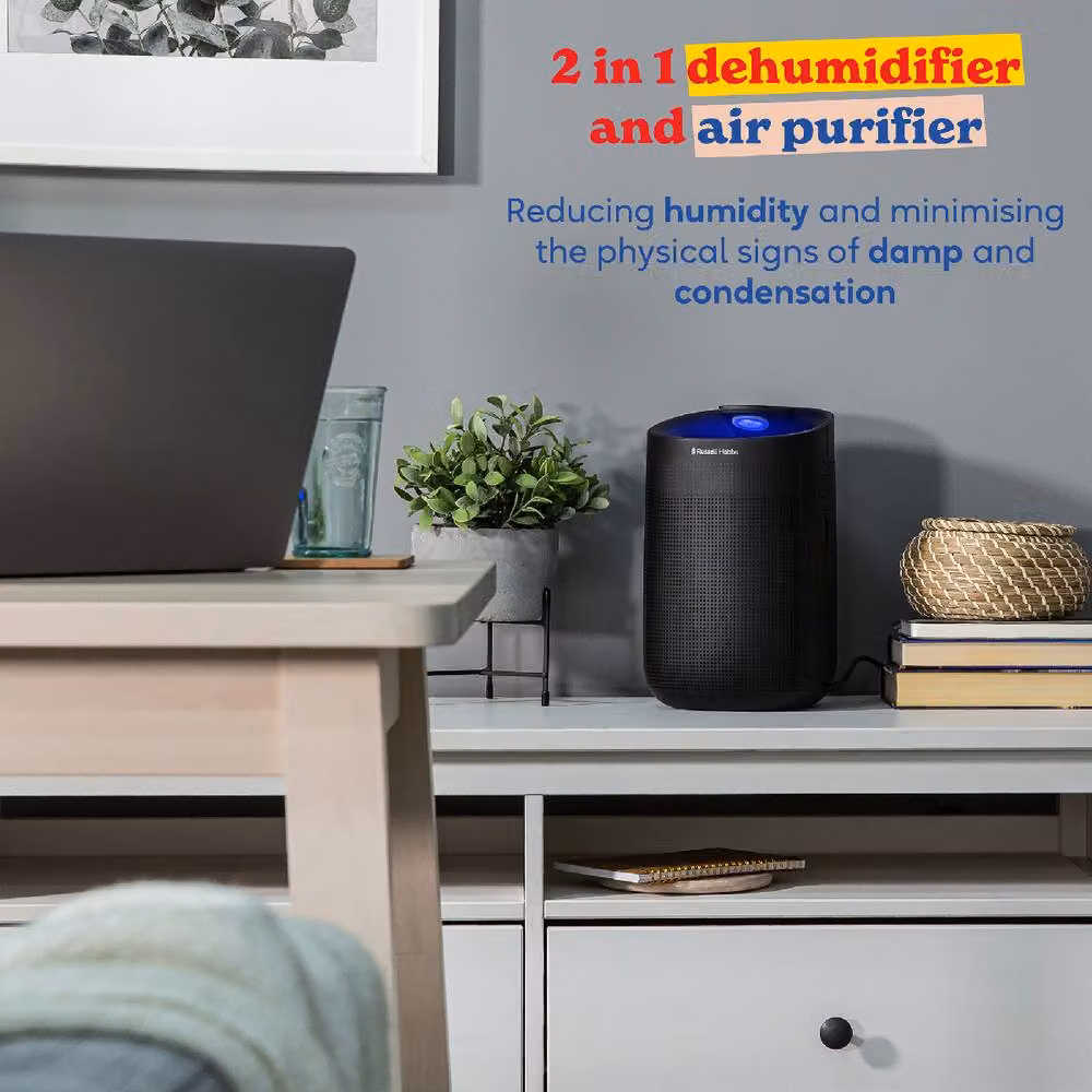 Russell Hobbs 1L 2-in-1 Dehumidifier with LED Lighting and Auto Cut Off, Black (RHDH1101) – 3
