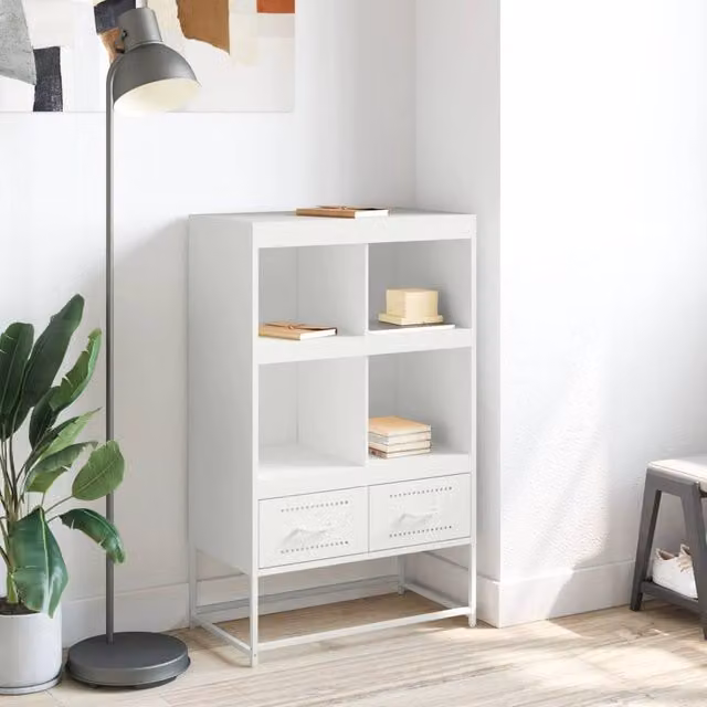 Berkfield Home White Steel Highboard W: 68.5 cm, D: 39 cm, H: 111.5 cm