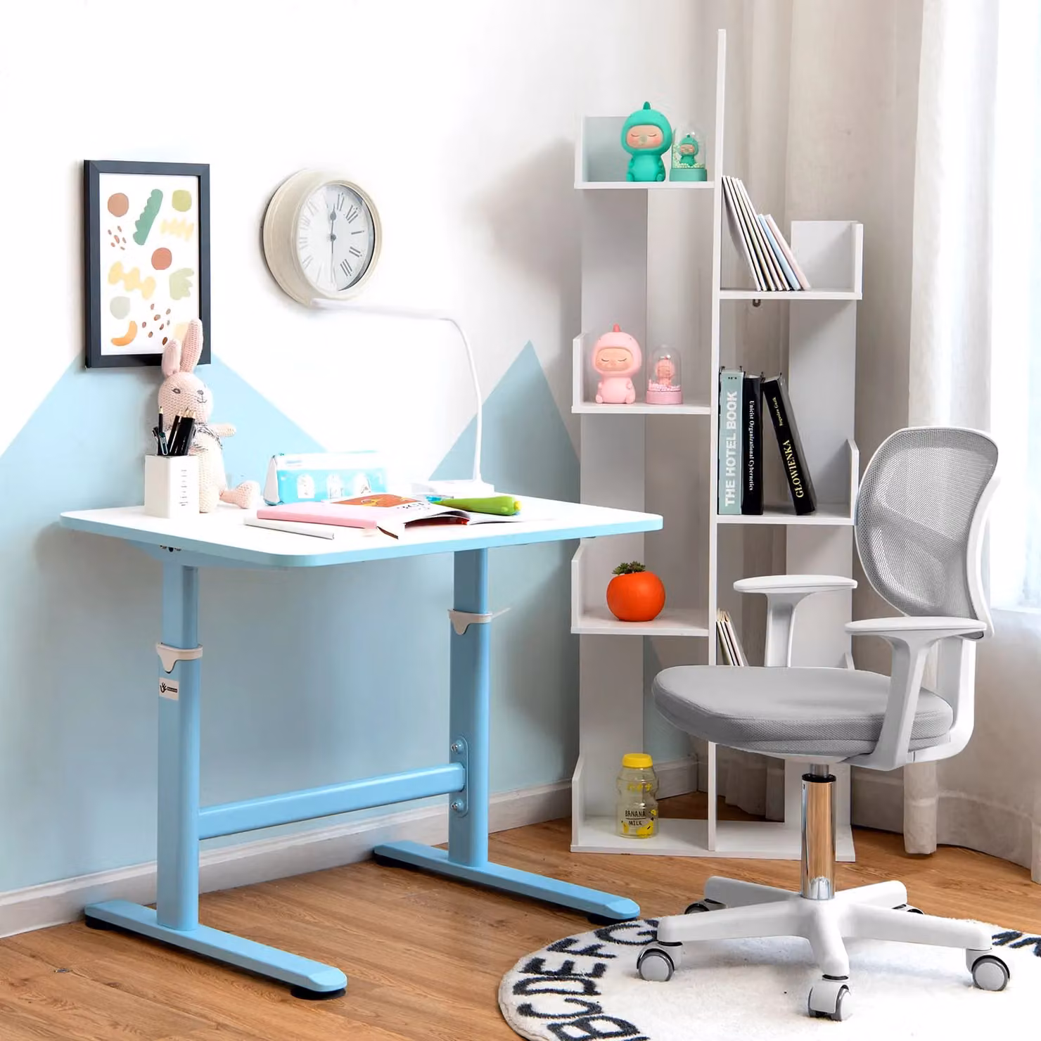 Costway Modern Low-Back Swivel Task Chair in Grey Fabric for Home Office or Children's Room – 2