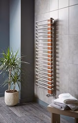 Terma Towel Rail in Nickel Gloss and Copper, H 120 cm x W 50 cm – 2