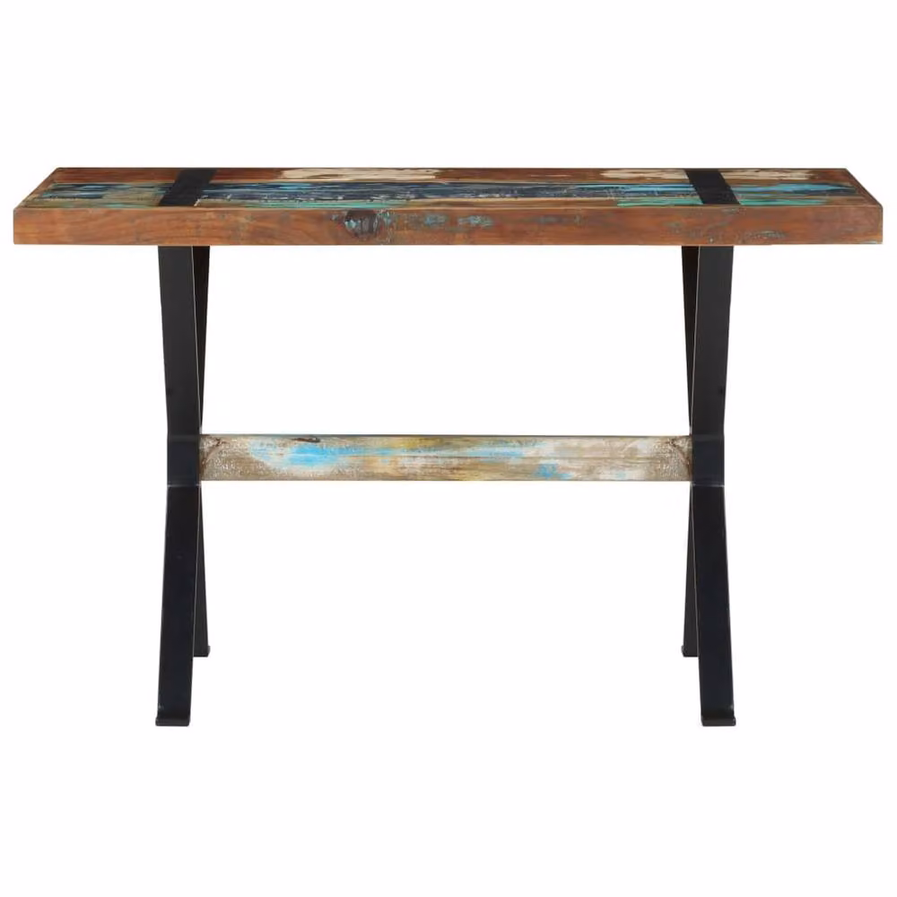 Berkfield Home Industrial Rectangular Dining Table in Multicolour Reclaimed Teak and Mango Wood, W/D/H: 120 x 60 x 76 cm – 2