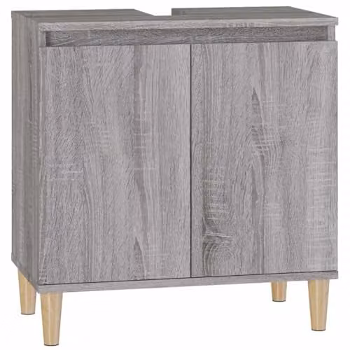 vidaXL Grey Sonoma Sink Cabinet with Hinged Doors, W/D/H: 58 x 33 x 60 cm