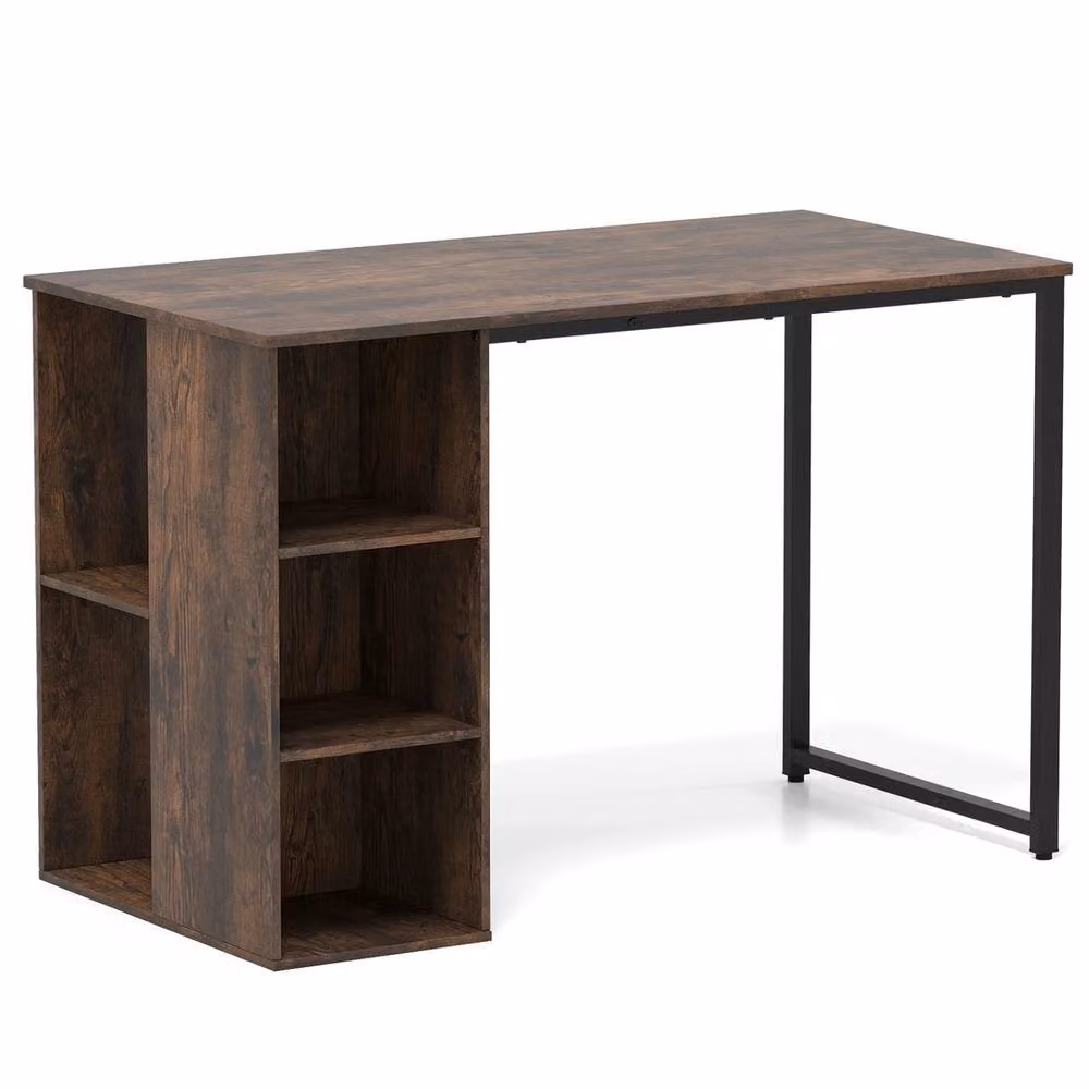 FORGEVIO Modern Home Office Computer Desk in Brown, W: 115 cm – 4