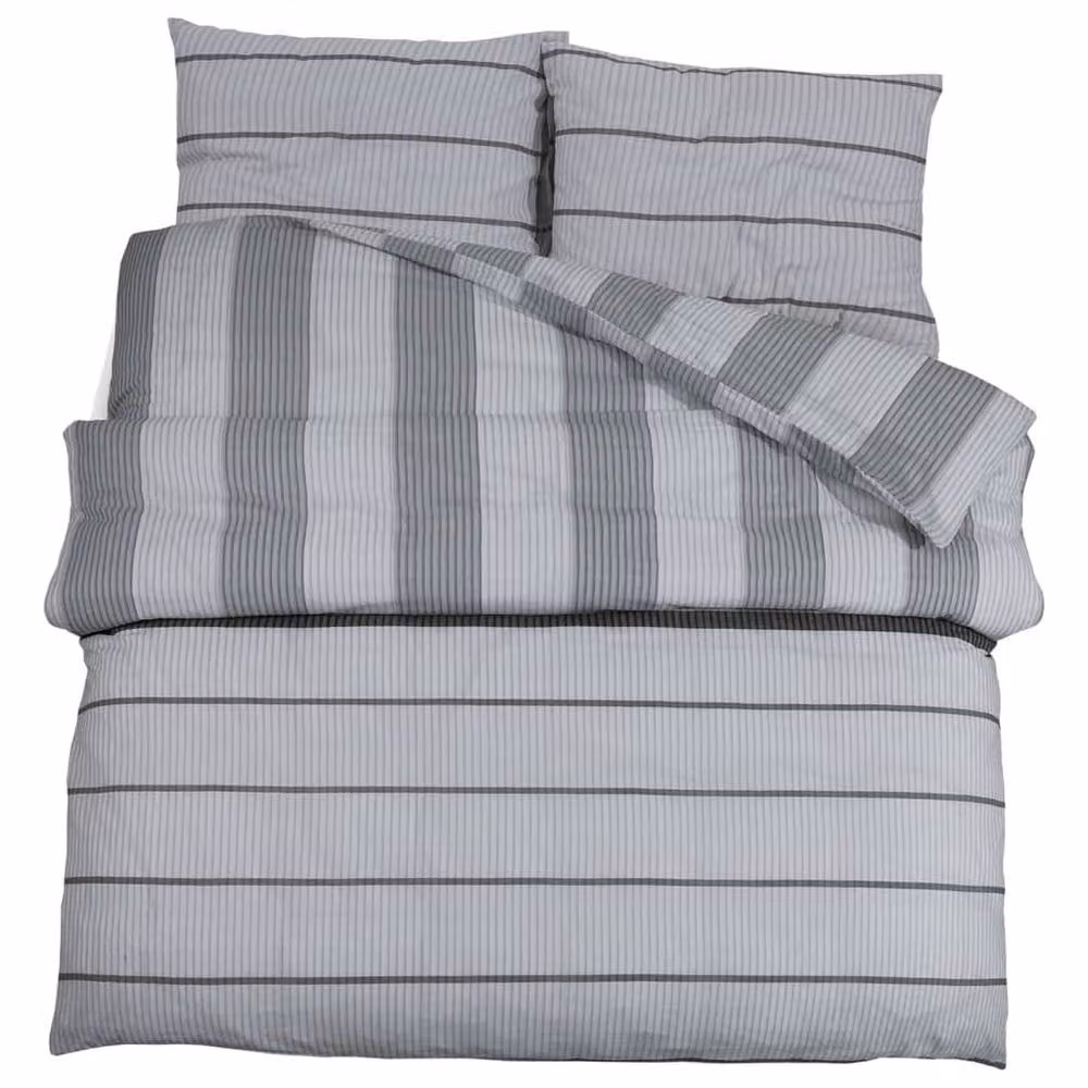 Berkfield Home Elegant Grey Cotton Duvet Cover and Pillowcase Set, W/D/H: 200 x 220 cm and 80 x 80 cm – 3