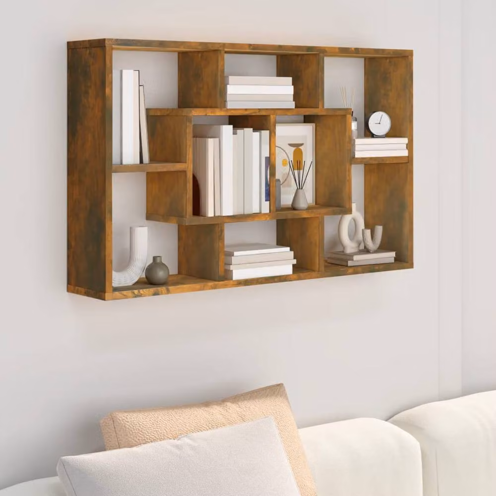 Berkfield Home Wall Mounted Shelf in Smoked Oak Brown, W: 85 cm, D: 16 cm, H: 52.5 cm – 2