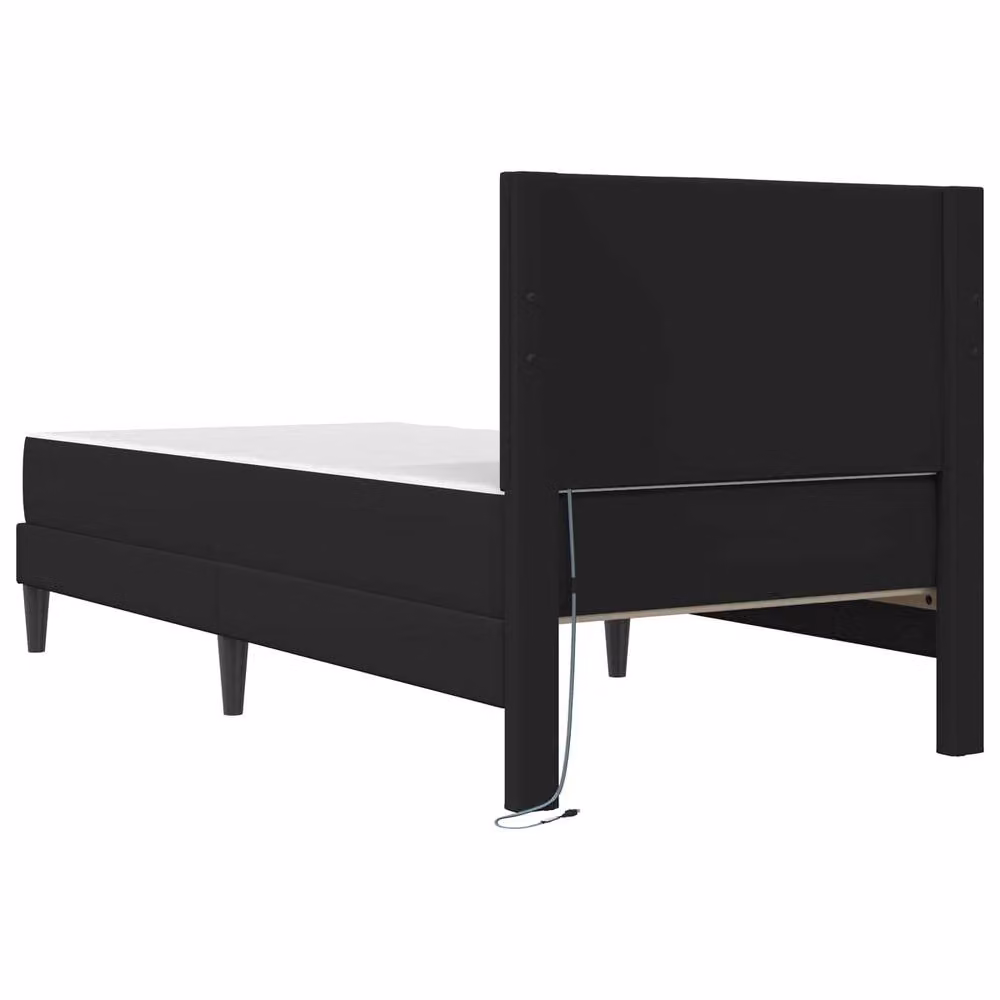 Berkfield Home Black Faux Leather Bed Frame with Under-Bed LED Strip Lights, W/D/H: 90 x 190 cm – 4