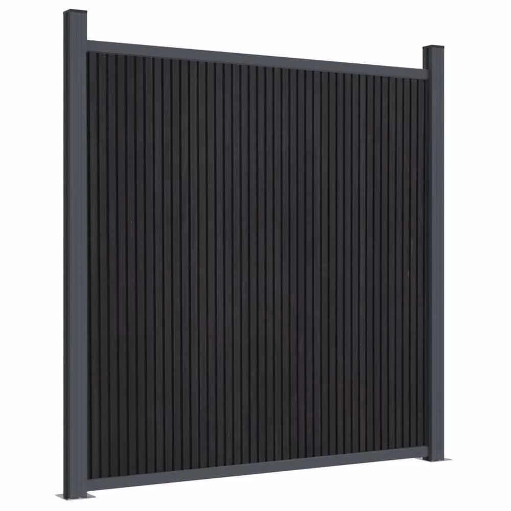 Berkfield Home Durable WPC and Aluminium Fence Panel, Grey, W: 1218 cm, H: 186 cm – 3