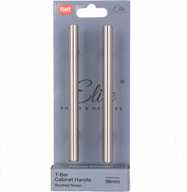 Elite Knobs & Handles Pack of 2 T Bar Cabinet Pull Handles in Brushed Nickel Silver/Grey