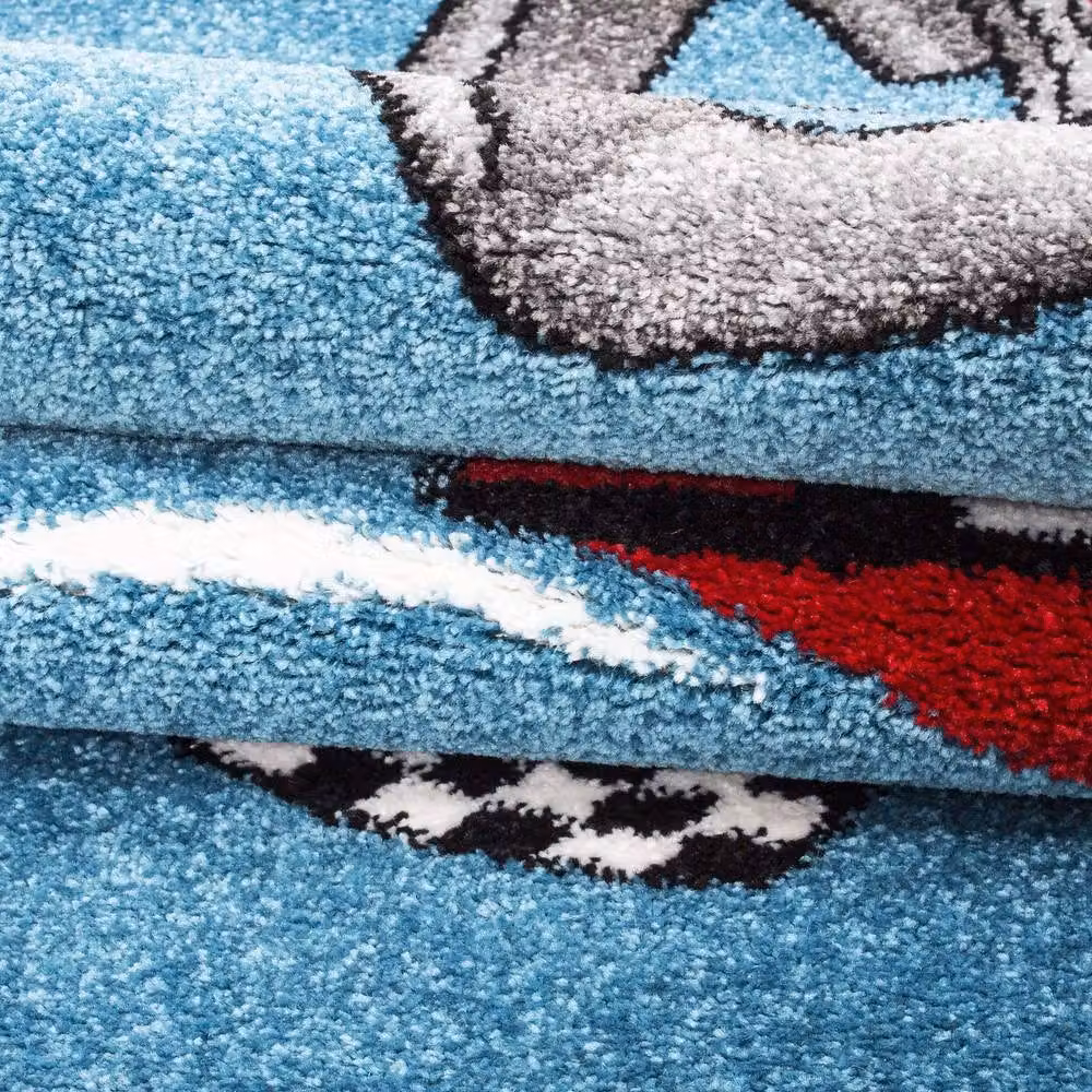 Bravich LTD Blue Racing Car Kids Rug, W: 120 cm, D: 170 cm, Soft and Allergy-Friendly for Bedrooms and Playrooms – 5