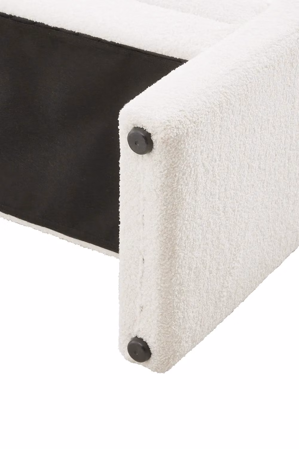 Living and Home White Bouclé Upholstered H-Shaped Bench – 3