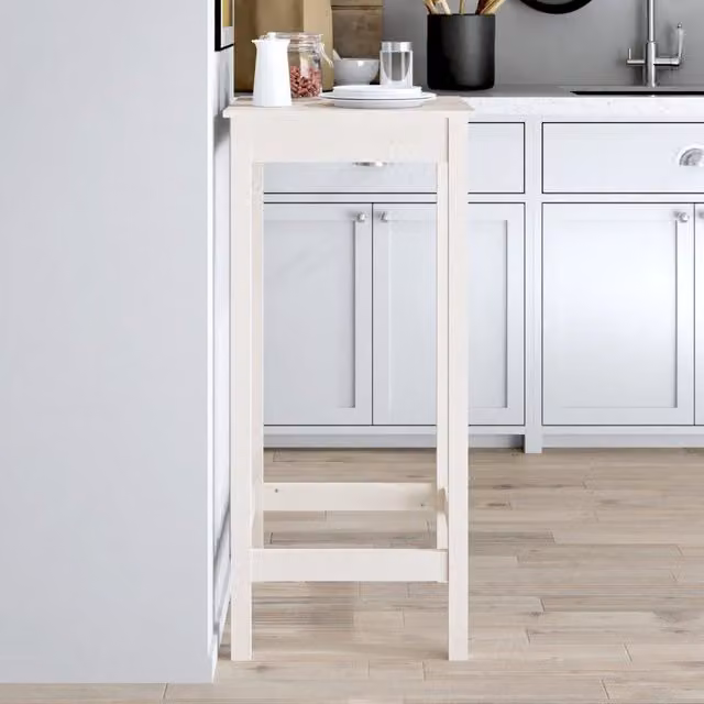 Berkfield Home White Solid Wood Pine Bar Table W/D/H: 50 x 50 x 110 cm