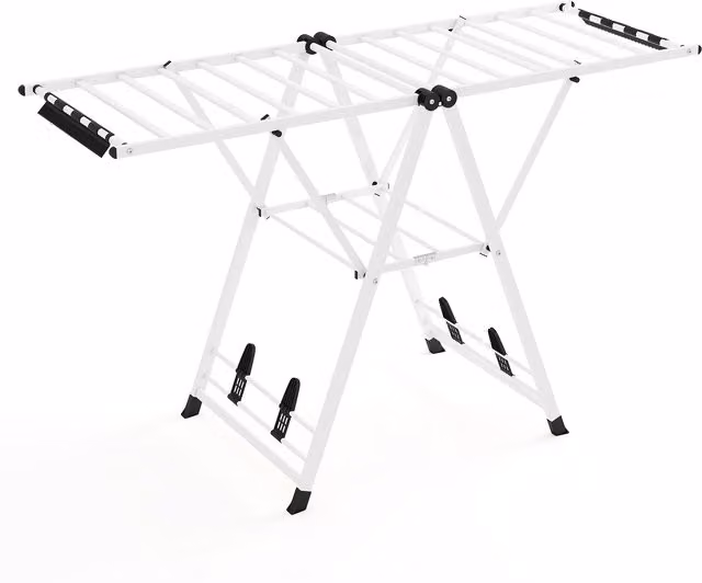 COSTWAY Foldable Metal Clothes Drying Rack with Wing Arms, White