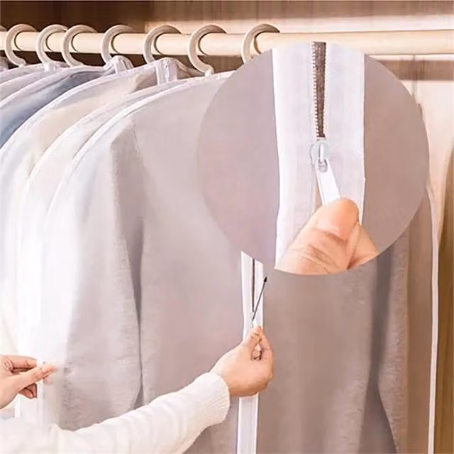 Nordara Hanging Suit Bag Clothes Cover Dust Protector with Zip, White, W: 60 cm, H: 100 cm