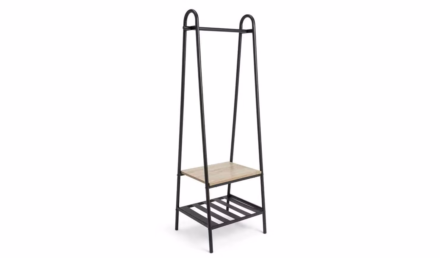 Turner Single Clothes Rail with Shoe Shelf in Black Metal for your Bedroom