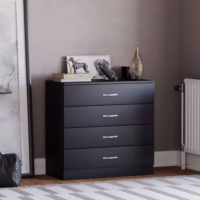 HD Designs Riano 4 Drawer Chest of Drawers in Black Matt – 1