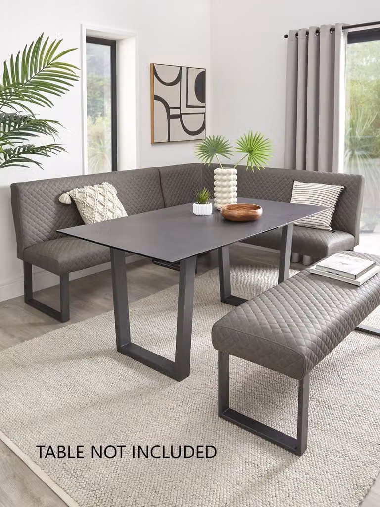 Ohio L-Shape Corner Dining Bench in Grey PU Leather