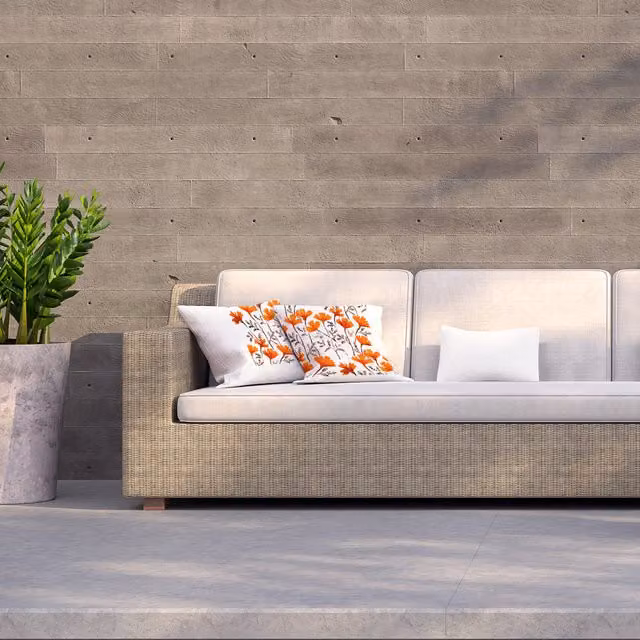 Andrew Lee Strips And Leafs Outdoor Cushion, Orange, W: 60 cm, D: 60 cm