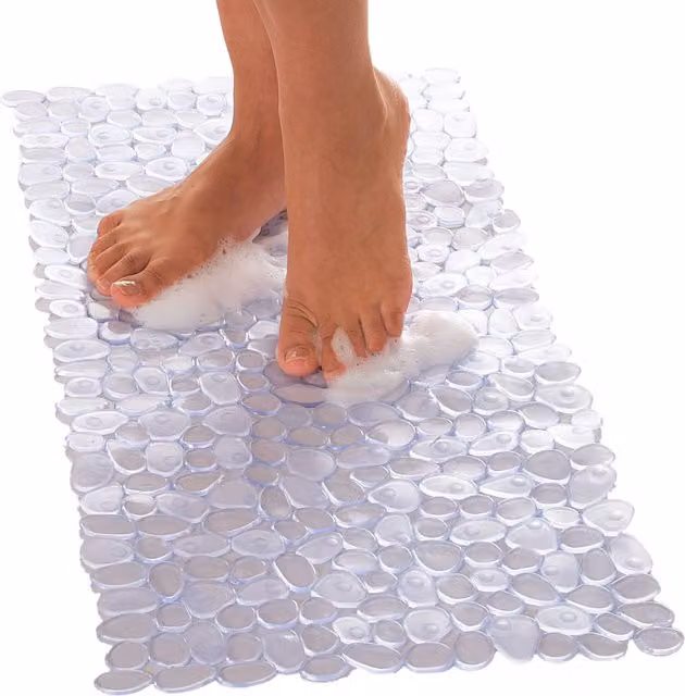 mysmartbuy Pebble Design Anti-Slip Bath or Shower Mat in Blue and Transparent, W: 35 cm, L: 70 cm