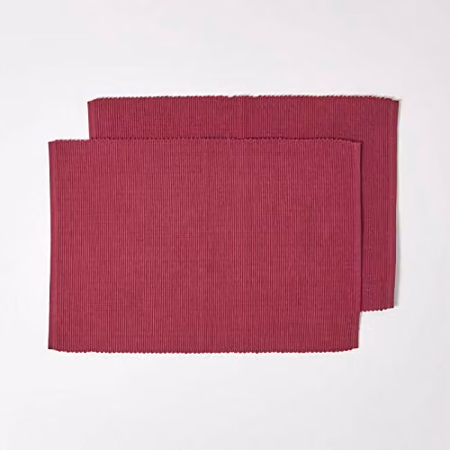 Homescapes Non-Slip Cotton Placemats, Set of 2, Purple, W: 50 cm, D: 33 cm
