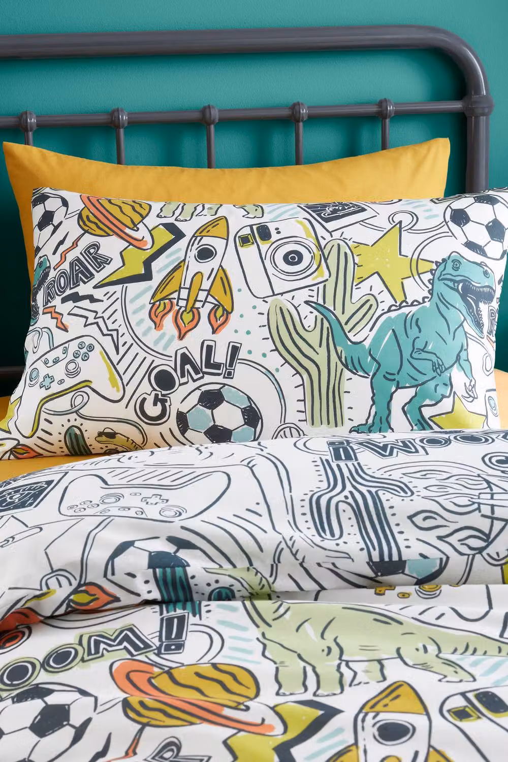 Bedlam Doodle Zoom Reversible Easy Care Duvet Cover Set, Multicolour, W/D/H: 90 x 200 cm – 2