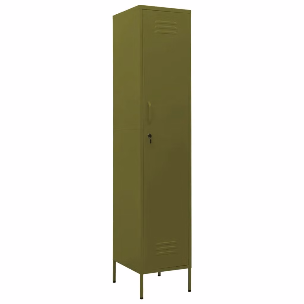 Berkfield Home Modern Metal Locker Cabinet in Olive Green, W/D/H: 35 x 46 x 180 cm – 2