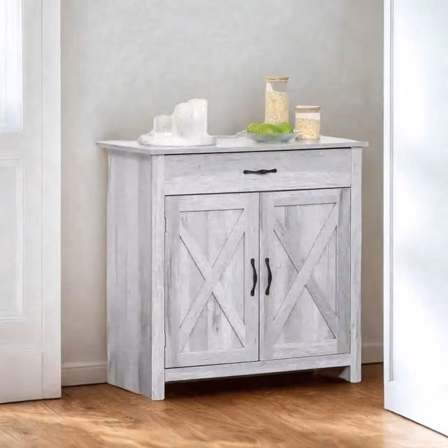 FURNOS Industrial Multipurpose Sideboard Buffet Cabinet with Drawer, Grey