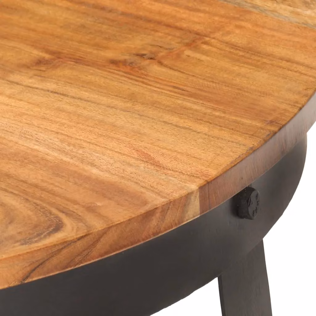 Berkfield Home Round Solid Acacia Wood Coffee Table in Brown, Diameter: 68 cm, Height: 43 cm – 4