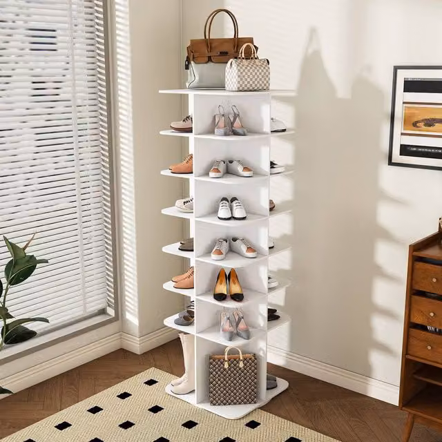 Rolipo 7-Tier Rotating Shoe Rack Tower in White – 1