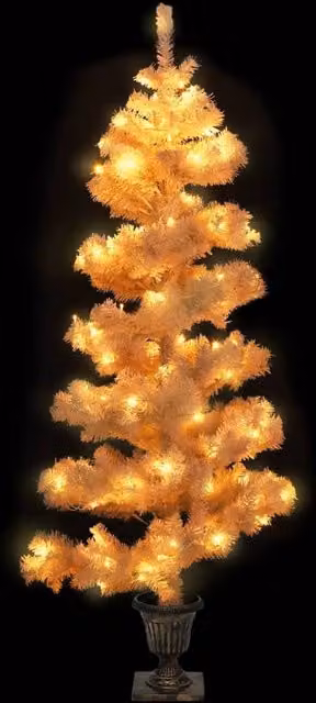 Berkfield Home Swirl Pre-lit White Tabletop Christmas Tree with Pot, Height: 120 cm