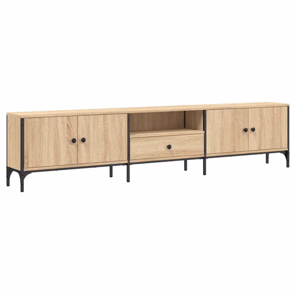 Berkfield Home TV Cabinet with Drawer in Sonoma Oak, Natural, W/D/H: 200 x 25 x 44 cm – 2