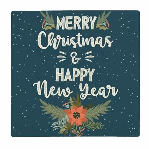 Purely Home Merry Christmas Square Glass Worktop Protector with Non-Slip Feet, Multicolour, W: 30 cm, D: 30 cm, H: 4 cm – 1