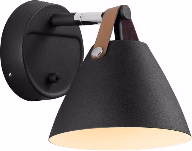 Nordlux Strap Black Metal and Leather Wall Light with GU10 Bulb for Bedroom – 1