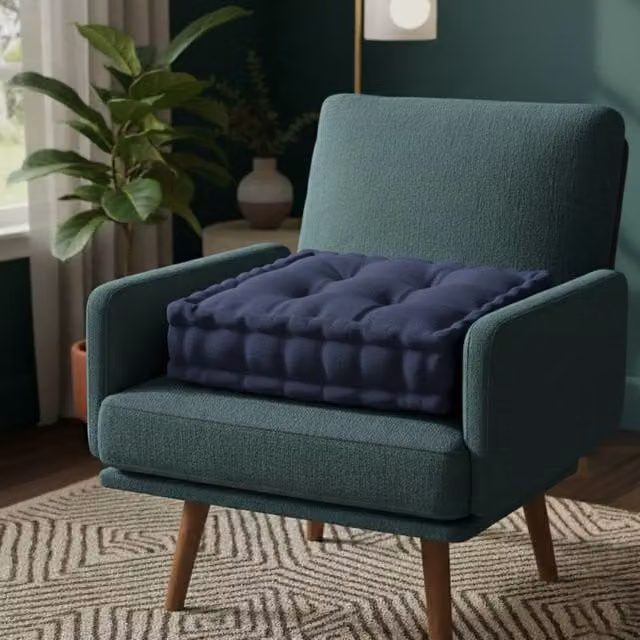 Snug City Teddy Fabric Square Booster Cushion in Blue, W/D/H: 45 x 45 x 45 cm