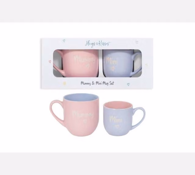 KDMD Mummy and Mini Stoneware Mug Gift Set in Multicolour