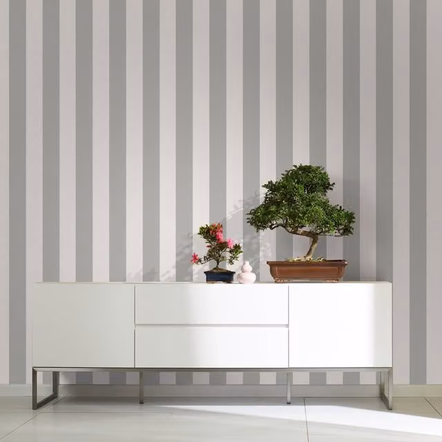 Galerie Industrial Effects Striped Wallpaper in White and Grey