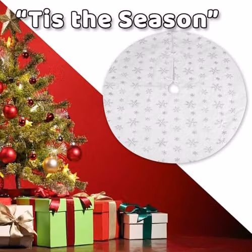 VFM e-Store Silver Christmas Tree Skirt Decoration, W/D: 110 x 110 cm – 4
