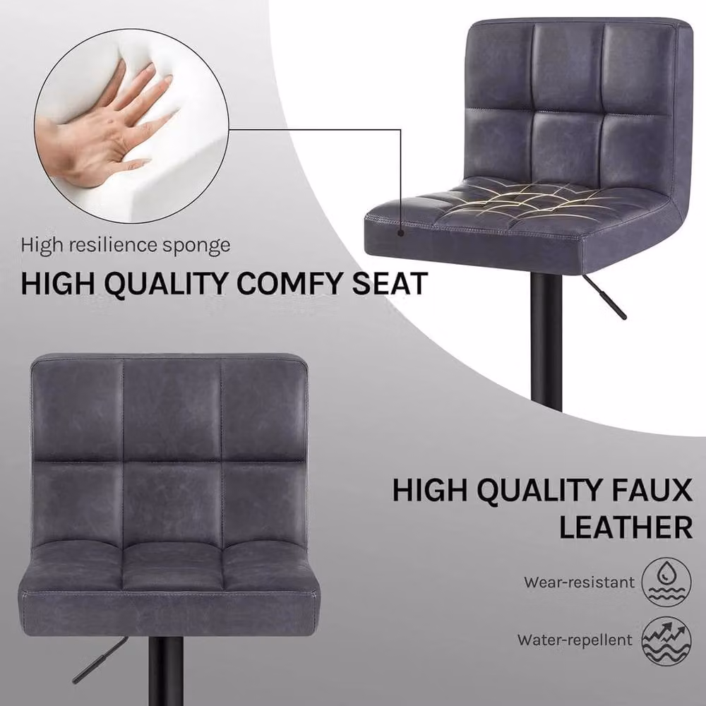 FORGEVIO Set of 4 Anthracite Faux Leather Bar Stools for your Kitchen in Dark Grey – 5