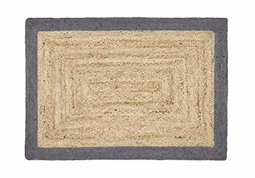Rugs Direct Braided Jute Rectangular Rug in Beige with Border, W/D/H: 150 x 80 x 2 cm