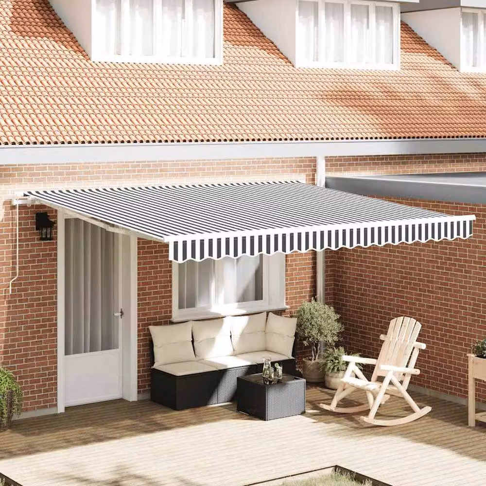 Berkfield Home Manual Retractable Folding Arm Awning in Anthracite and White, W/D/H: 400 x 300 x 165 cm – 2