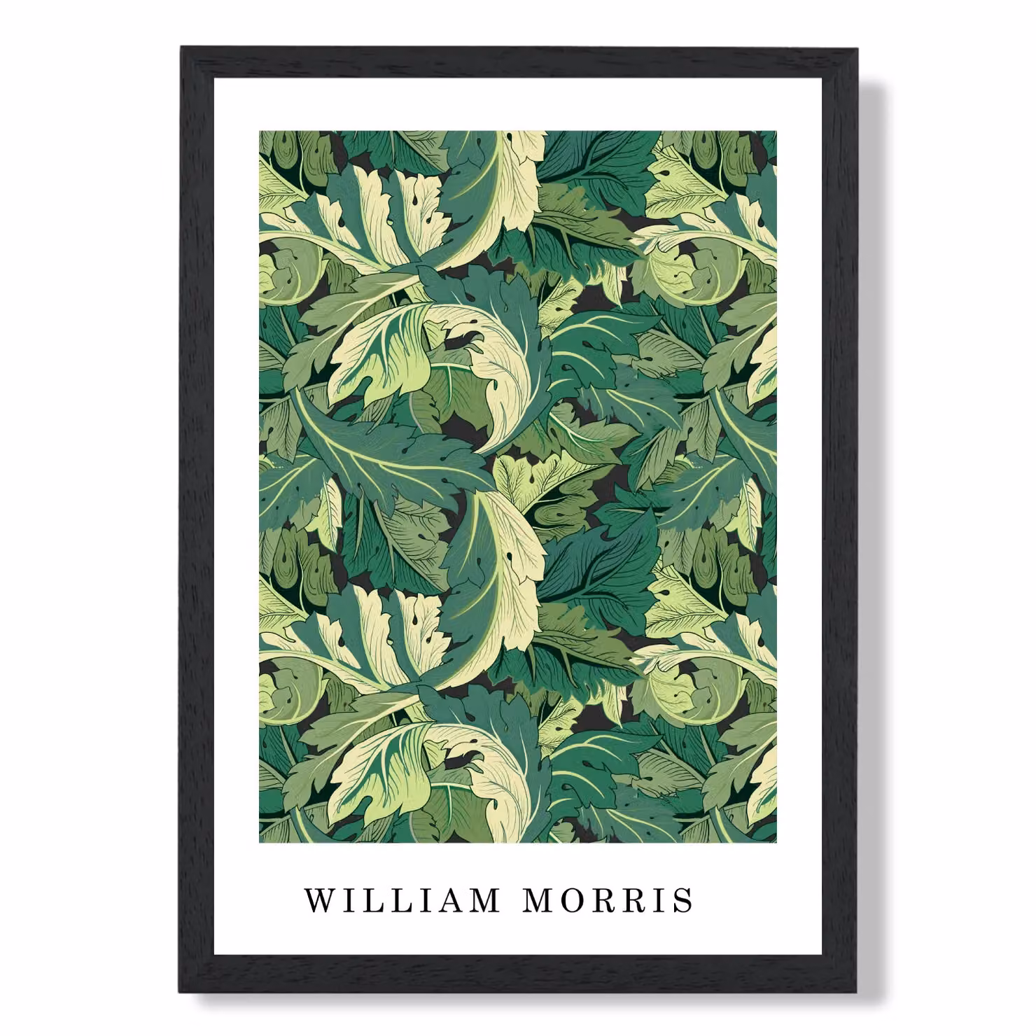 ARTZE William Morris Acanthus Floral Art Print in Bright Green with Black Frame, A2 – 2