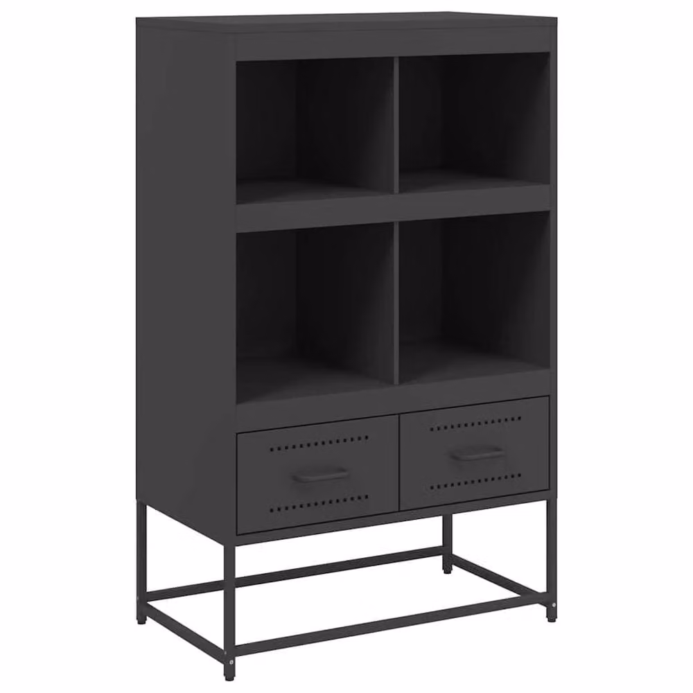 Berkfield Home Matt Black Metal Highboard W/D/H: 68.5 x 39 x 111.5 cm – 2