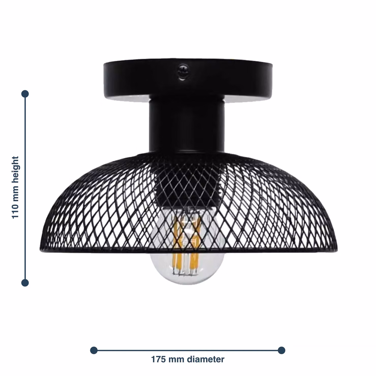 First Choice Lighting Cassidy Small Black Mesh Metal Ceiling Flush Light – 4