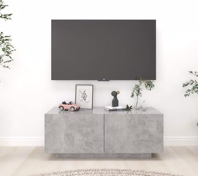 Berkfield Home TV Cabinet in Concrete Grey, W/D/H: 100 x 35 x 40 cm