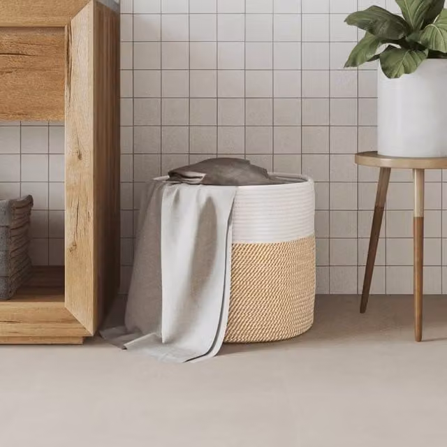 Berkfield Cotton Home Storage Basket in Brown and White, W: 40 cm, H: 35 cm – 1