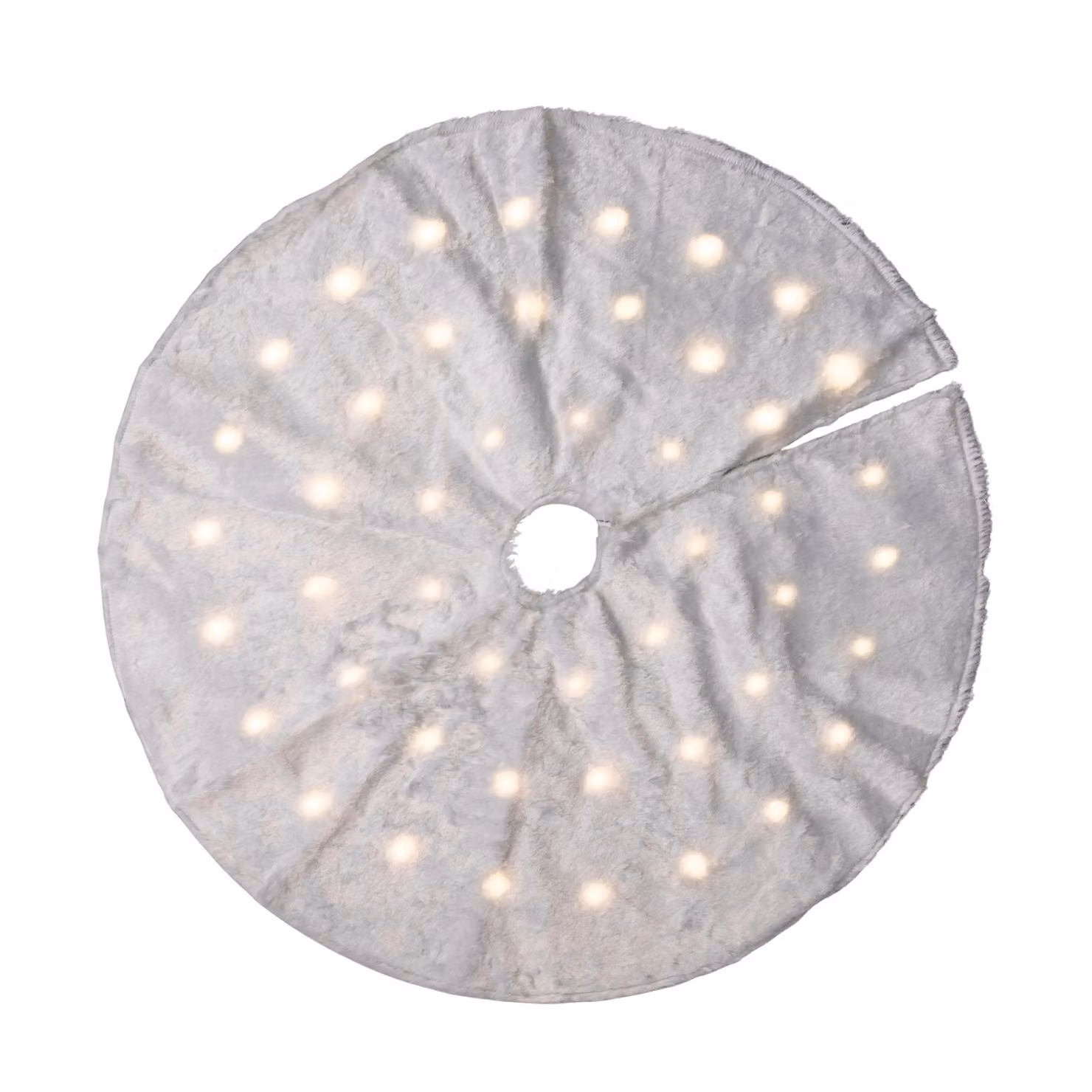Samuel Alexander 90cm White Fur Fabric Christmas Tree Skirt with USB Powered LED Lights – 7